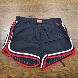 Diesel Men's Athletic Shorts in Black with Red Trim